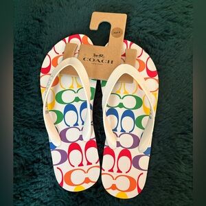 Coach’s Women Flip flops- white/Rainbow